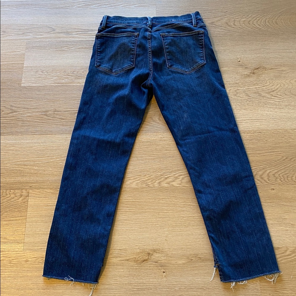 Frame Le High Straight Frayed Hem Cropped Jeans High Rise Size 30 - Picture 10 of 10